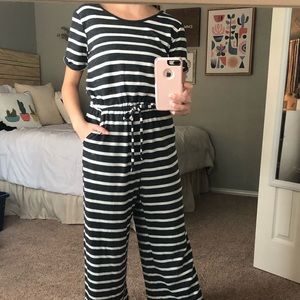 Grey striped jumpsuit